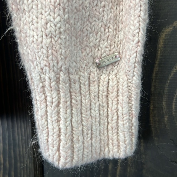 Tommy Hilfiger Sweater S Blush Cable Knit Chunky Top Cozy Cotton Blend Preppy - Picture 4 of 8